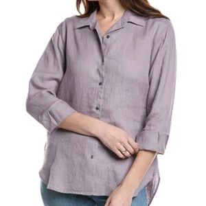 James Perse Lavender Button-Down Linen Shirt